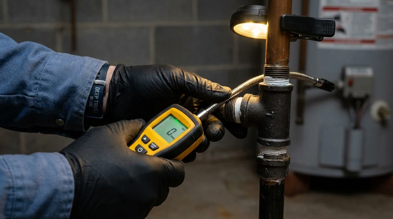 Gas leak detection with electronic sniffer by Johns Plumbing LLC in Shallowater