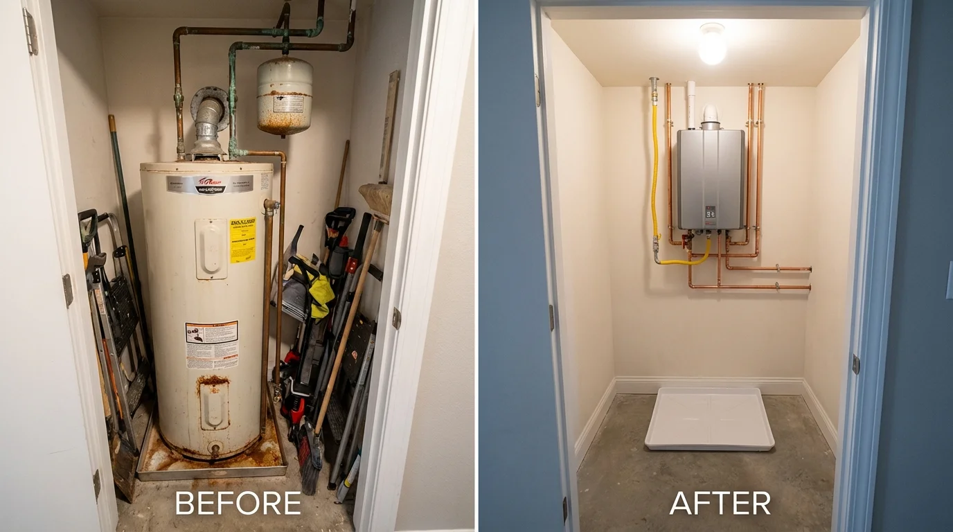 Tank water heater versus wall-mounted tankless unit comparison for Shallowater, TX homeowners